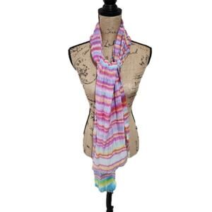 Loft pink purple blue yellow and‎ white rectangular scarf new!